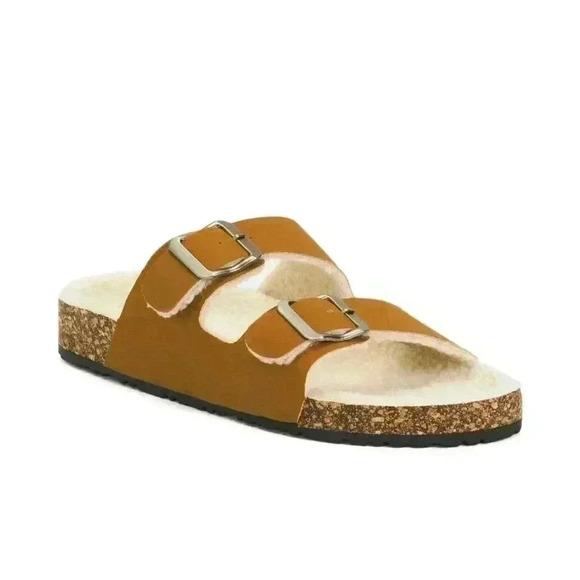 C&C CALIFORNIA Fuzzy Cozy Double Buckle Sandals - Picture 1 of 5
